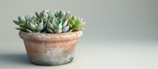 Aufkleber - Small succulent plants in a clay pot. with copy space image. Place for adding text or design