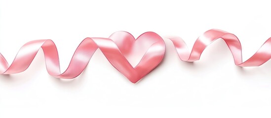 Aufkleber - Heart shaped pink ribbon isolated on white. with copy space image. Place for adding text or design