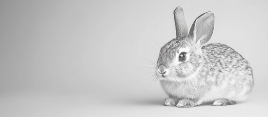 Aufkleber - gray rabbit on a white background. with copy space image. Place for adding text or design