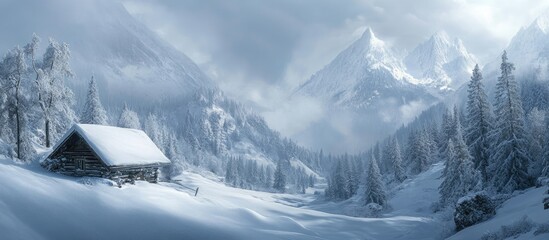 Poster - Stunning winter mountain scenery. with copy space image. Place for adding text or design