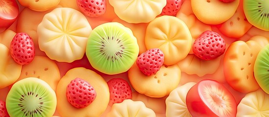 Poster - A close up of fruity cookies. with copy space image. Place for adding text or design
