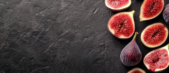 Leinwandbilder - Hamon and slices of fresh figs. with copy space image. Place for adding text or design
