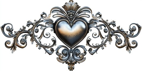 Canvas Print - Ornate Metal Heart with Scrollwork Design