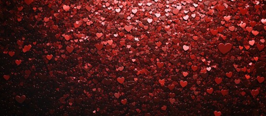 Wall Mural - Red heart confetti texture Happy Valentine s Day backdrop. with copy space image. Place for adding text or design