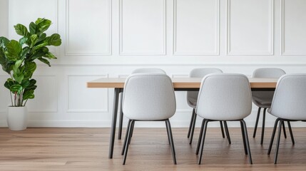 Poster - Minimalist meeting room with simple furniture prioritizing efficient movement and accessibility