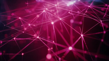 Poster - Abstract digital network with glowing pink connections and nodes, representing technology and communication. vibrant colors create dynamic and energetic atmosphere