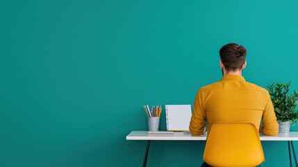 Poster - Professional working from home with minimalist workspace setup