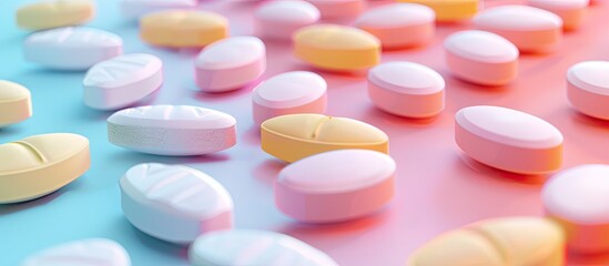Aufkleber - vitamin tablets lined up. with copy space image. Place for adding text or design