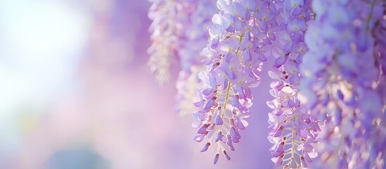 Aufkleber - Beautifully blossoming wisteria flowers in Hawai Rinkai Park Tottori Prefecture. with copy space image. Place for adding text or design