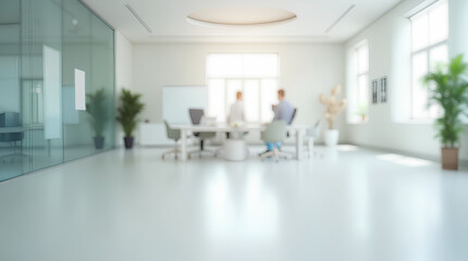 Wall Mural - empty white business office with blurred background