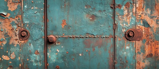 Aufkleber - Old rough iron metal steel surface with rust damaged wall plate door background texture Vintage abstract area with eroded paint Cracked plaster Worn dark side of an antique house scratches Copy spac