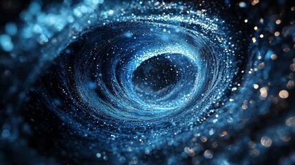 Poster - Captivating visual patterns and fluid motion come to life in this animation of swirling particles navigating a tunnel-like vortex, titled Spiral Vortex Dynamics