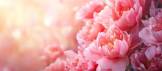 Aufkleber - Lovely peony flowers on a colorful background with room for text. with copy space image. Place for adding text or design