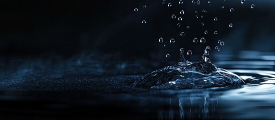 Aufkleber - water droplets with splashes on a dark background illuminated from behind. with copy space image. Place for adding text or design