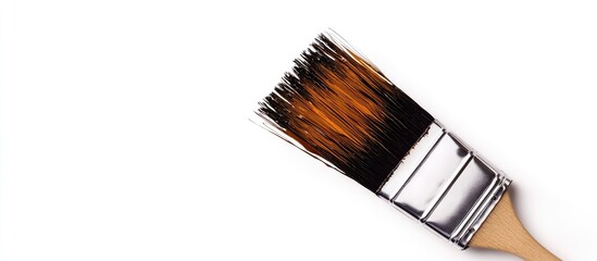 Poster - brown paintbrush against white background. with copy space image. Place for adding text or design