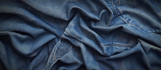 Poster - Jeans fabric featuring seams. with copy space image. Place for adding text or design
