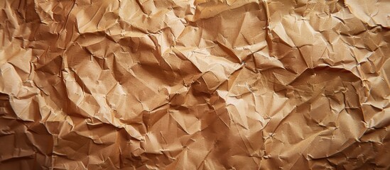 Canvas Print - Close up of crumpled brown paper texture and background featuring copy space