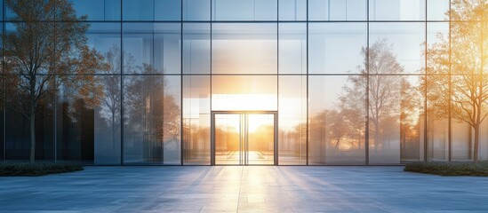 Poster - Glass facade of a contemporary office structure. with copy space image. Place for adding text or design