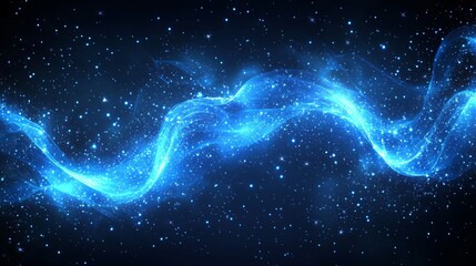 Fototapete - Abstract blue waves with a futuristic fractal design and dynamic motion effects