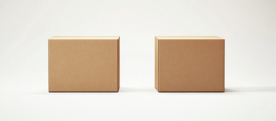 Poster - Two brown cardboard boxes isolated on white. with copy space image. Place for adding text or design