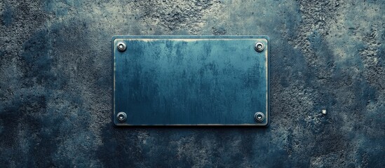 Aufkleber - Blue metallic street name plate mockup with copy space
