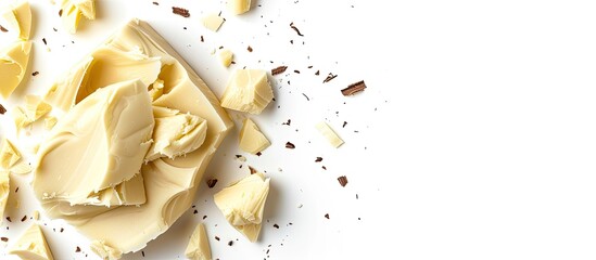 Aufkleber - Cocoa butter for skincare White background top view copyspace