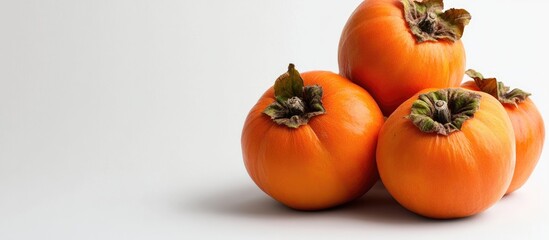 Leinwandbilder - Fresh sweet persimmons isolated on a white background. with copy space image. Place for adding text or design
