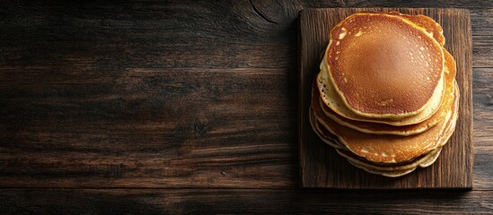 Fototapete - pancakes on a wooden background. with copy space image. Place for adding text or design