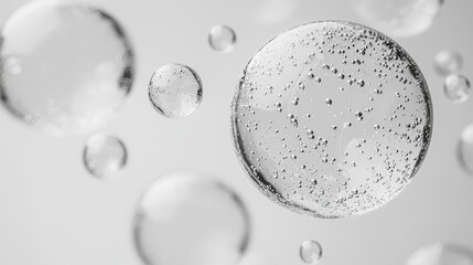 Poster - A 3D render for business presentation wallpapers showcasing a monochrome grey and white animated liquid with bubbles and metallic transition effects