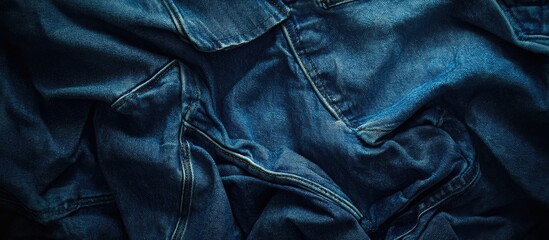 Poster - Textured background of blue denim jeans. with copy space image. Place for adding text or design