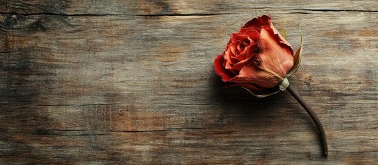 Aufkleber - dried rose on a wooden background with copy space
