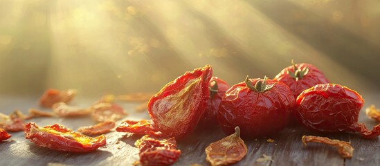 Poster - dried tomatoes in the sun. with copy space image. Place for adding text or design