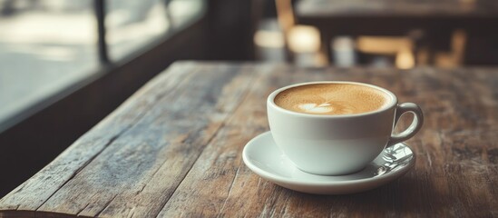 Aufkleber - Coffee cup in a cafe vintage style images. with copy space image. Place for adding text or design