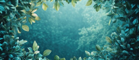 Wall Mural - Nature with Blue and Green Trimmed Elements. with copy space image. Place for adding text or design