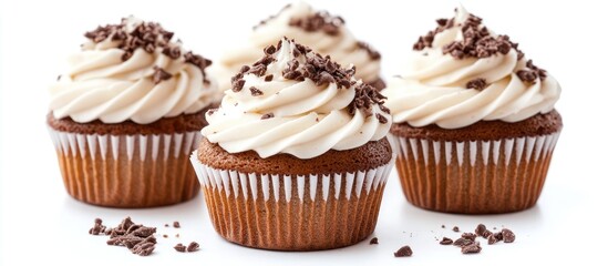 Poster - Cupcakes with cream isolated on a white background. with copy space image. Place for adding text or design