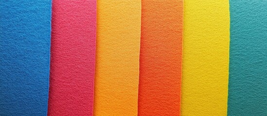 Poster - Minimalist background frame made of multicolored felt with copyspace