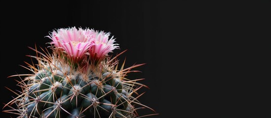 Aufkleber - Blooming Mammillaria spinosissima spiny pincushion cactus Copyspace