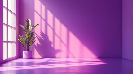 Poster - stock photo features a minimalist, gradient purple studio room background, creating a sleek and versatile setting for product photography. 32k Resolution 