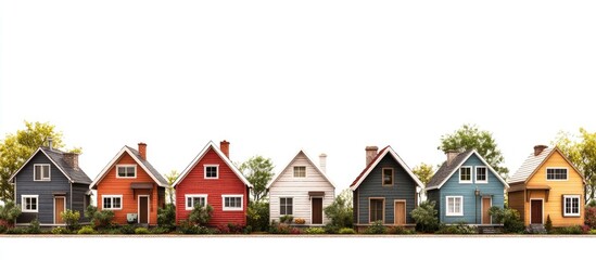 Aufkleber - Row of small houses with room for text. with copy space image. Place for adding text or design