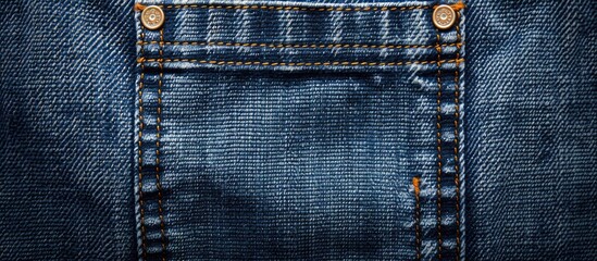 Poster - blue jeans denim texture close up of back pocket from behind. with copy space image. Place for adding text or design