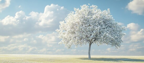 Aufkleber - Blooming Bradford pear tree on a sunny spring day. with copy space image. Place for adding text or design