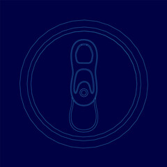 Poster - Blue image of a can with a lid. The lid is open and the can is empty
