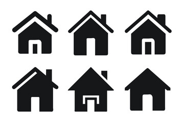 Fototapete - set of house icons, black and white home icon set silhouette vector