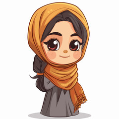 Cute Muslim girl in hijab cartoon character. Vector illustration