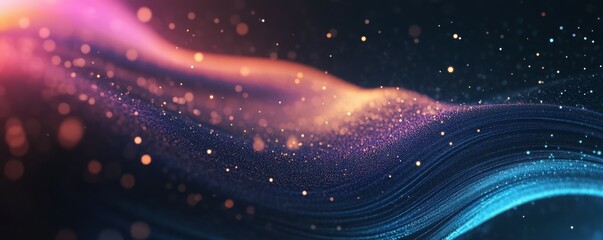 Wall Mural - abstract cosmic swirl, vibrant colors, energetic design, starry particles, dynamic lines, dark backg