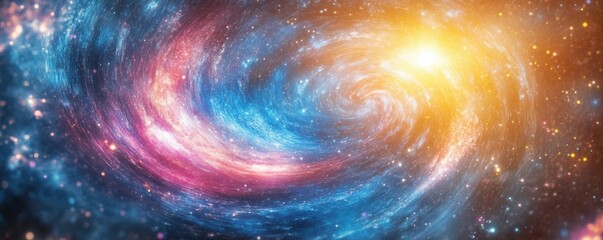 Wall Mural - abstract cosmic swirl with luminous particles and vibrant colors, depicting a galactic scene with a 