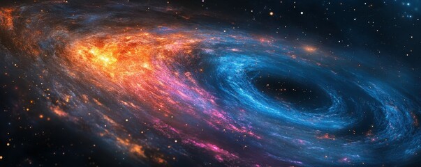 Wall Mural - abstract cosmic swirl with luminous particles and vibrant colors, depicting a galactic scene with a 