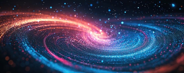 Wall Mural - abstract cosmic swirl with luminous particles and vibrant colors, depicting a galactic scene with a 