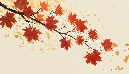 Wall Mural - Red Maple Leaves Branch