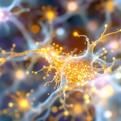 Poster - Neuronal Network Cell Structure Glowing Scientific Abstract Concept Art